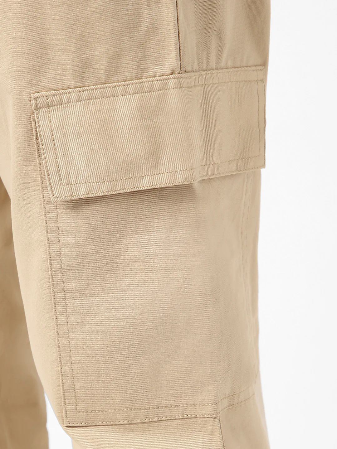 Men's Beige Regular Fit Solid Cargo Chino Pant with 6 Pockets Stretchable - Image 5