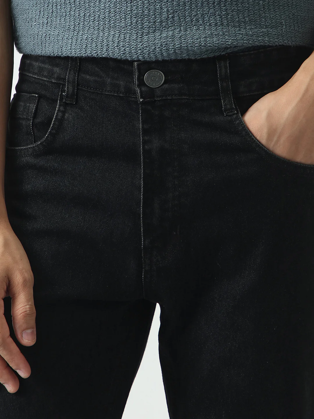 Men's Black Slim Fit Washed Denim Jeans Stretchable - Image 5