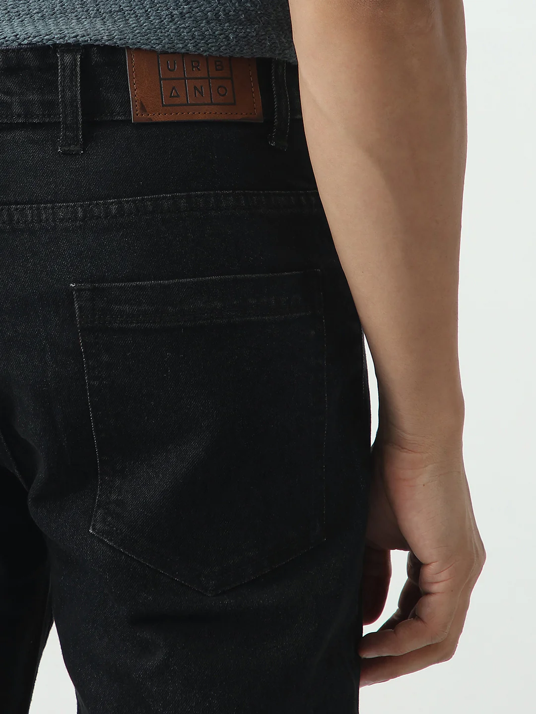 Men's Black Slim Fit Washed Denim Jeans Stretchable - Image 6