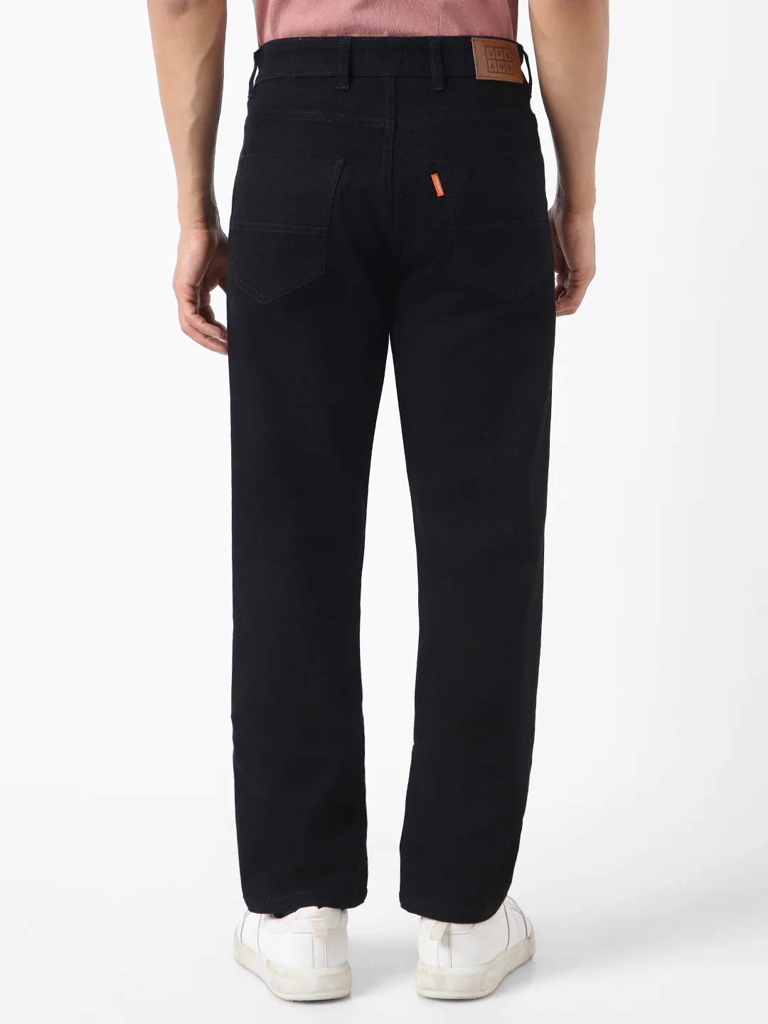 Men's Black Straight Fit Washed Jeans Stretchable - Image 3