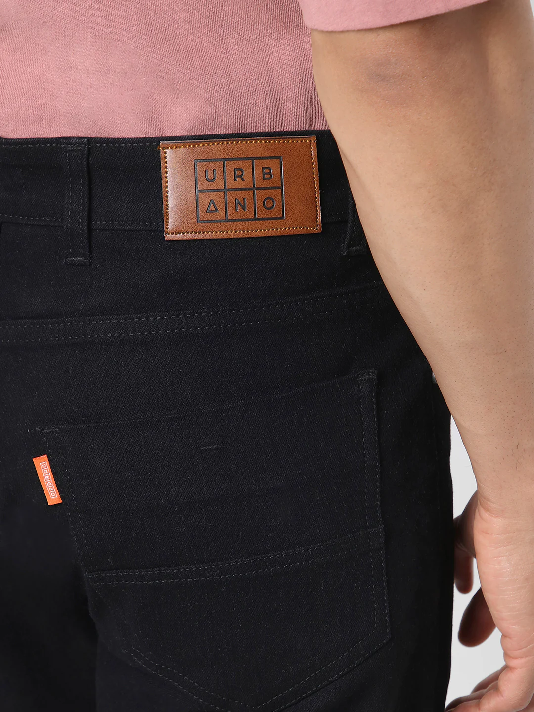 Men's Black Straight Fit Washed Jeans Stretchable - Image 6