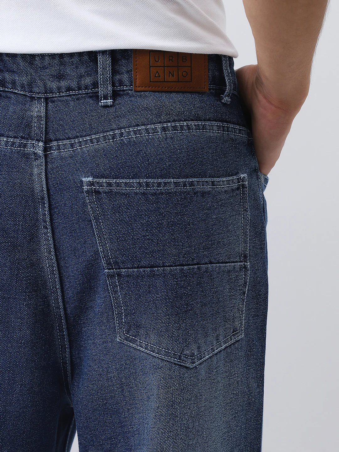 Men's Blue Loose Baggy Fit Washed Jeans Non-Stretchable - Image 7