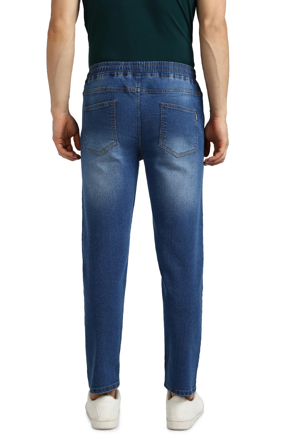 Men's Blue Regular Fit Washed Jogger Jeans Stretchable - Image 3