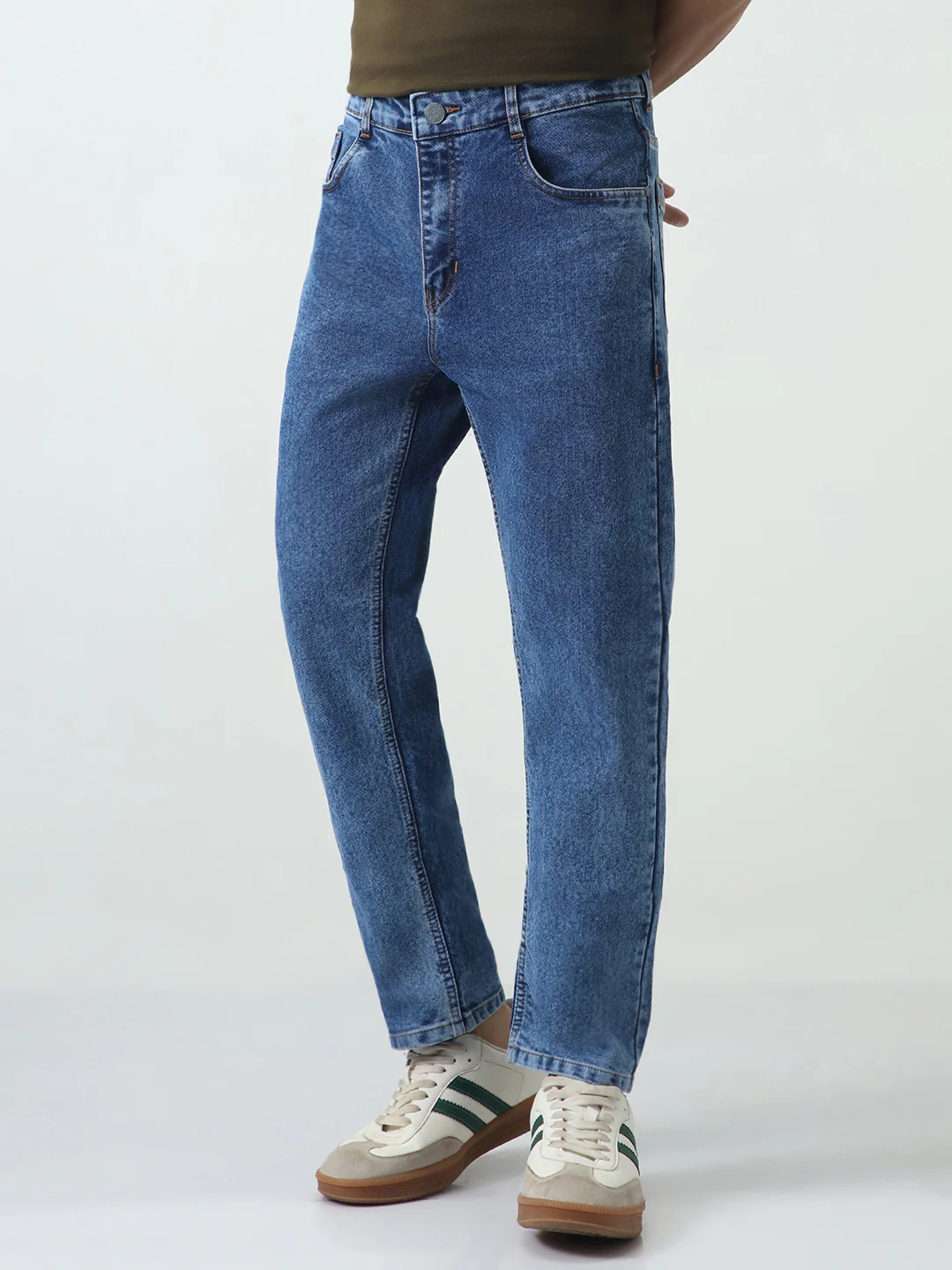 Men's Blue Slim Fit Washed Denim Jeans Stretchable - Image 2