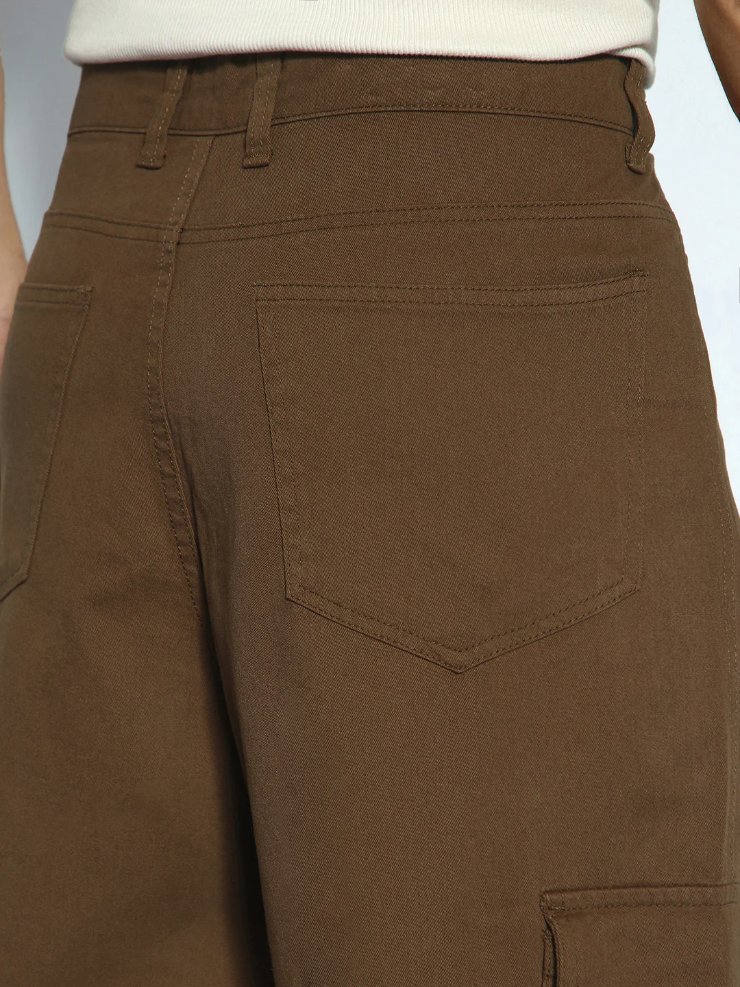 Men's Brown Loose Baggy Fit Cargo Chino Pant with 8 Pockets Stretchable - Image 8