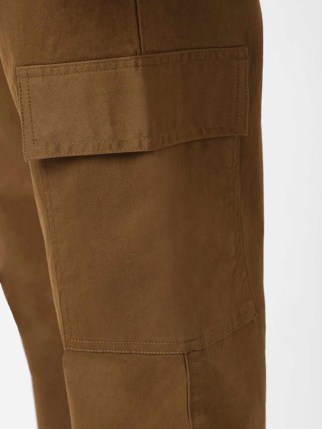 Men's Brown Regular Fit Solid Cargo Chino Pant with 6 Pockets Stretchable - Image 5