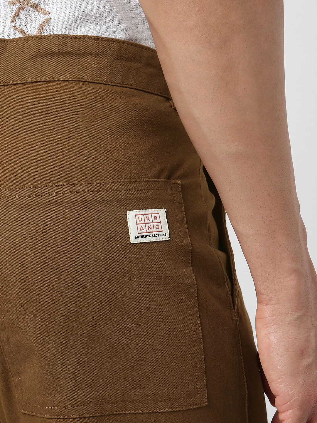 Men's Brown Regular Fit Solid Cargo Chino Pant with 6 Pockets Stretchable - Image 7