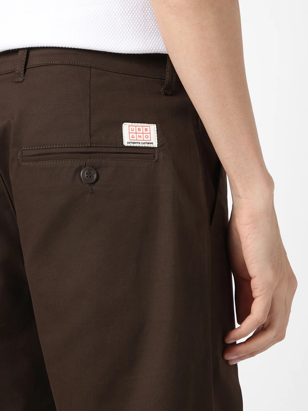 Men's Chocolate Brown Cotton Regular Fit Casual Chinos Trousers Stretch - Image 5