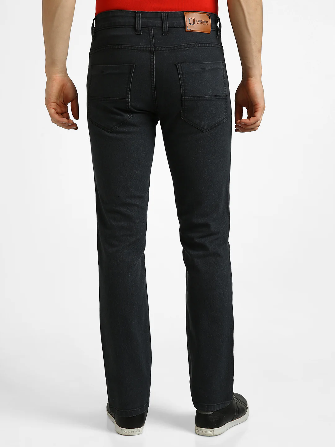 Men's Dark Grey Regular Fit Washed Jeans Stretchable - Image 4