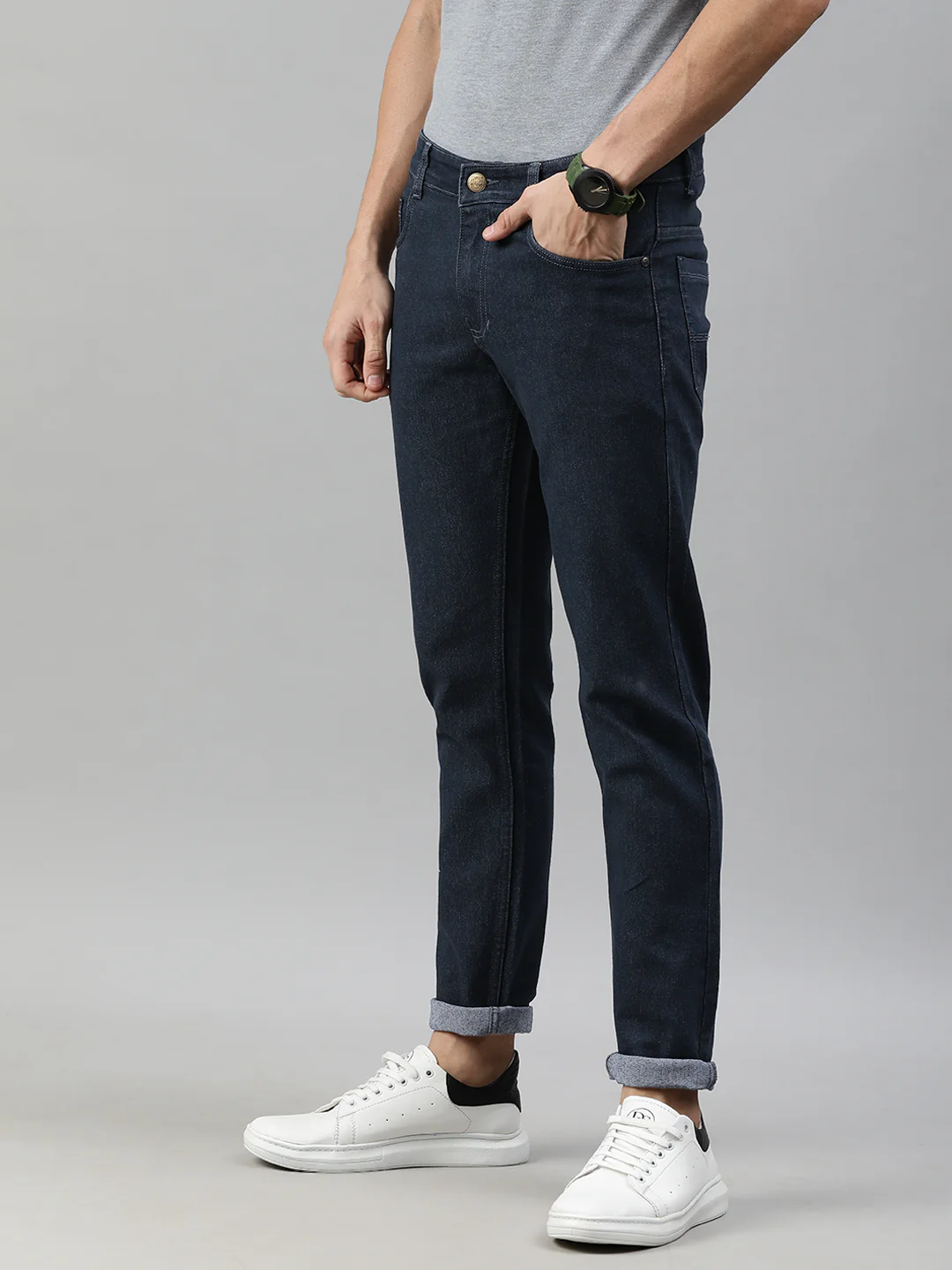 Men's Dark Grey Slim Fit Denim Jeans Stretchable - Image 3