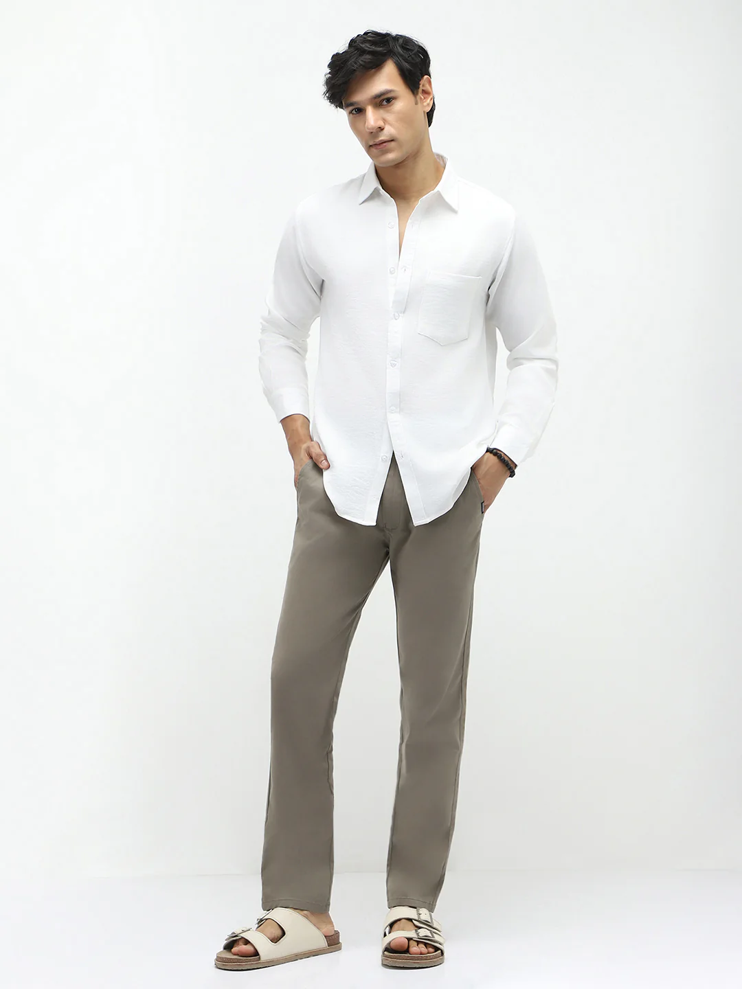 Men's Grey Slim Fit Stretchable Casual Chinos - Image 5