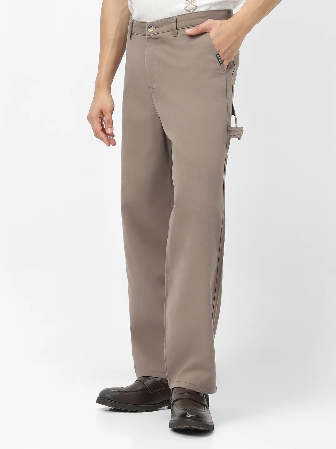 Men's Grey Loose Baggy Fit Solid Carpenter Trouser Pant with 5 Pockets Non-Stretchable - Image 2