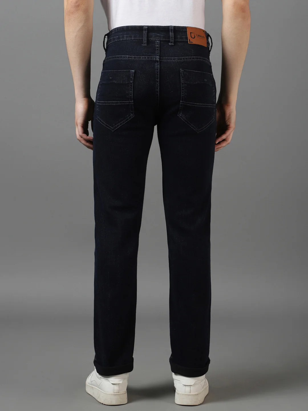 Men's Grey Regular Fit Washed Jeans Stretchable - Image 3