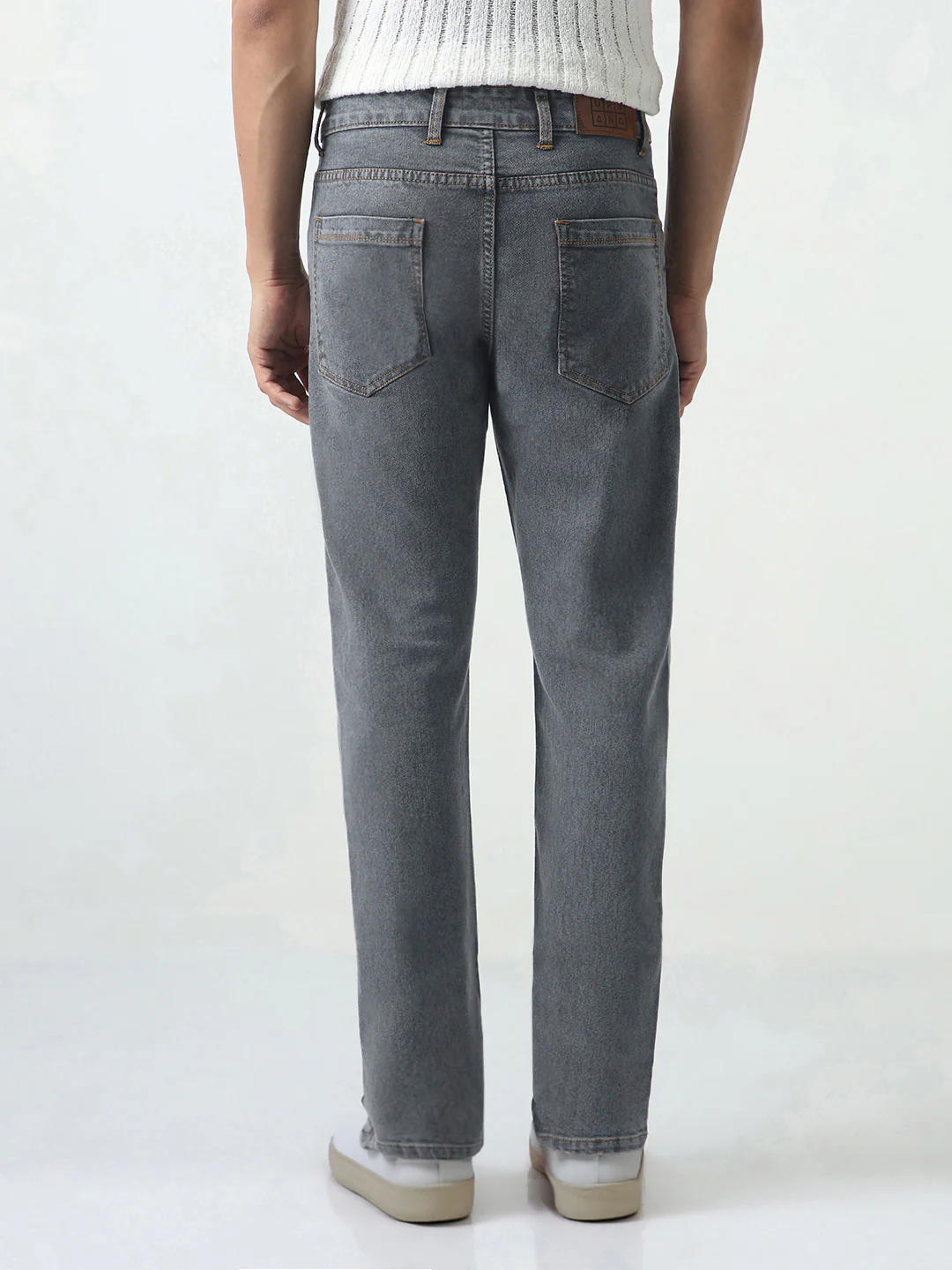 Men's Grey Slim Fit Washed Denim Jeans Stretchable - Image 3