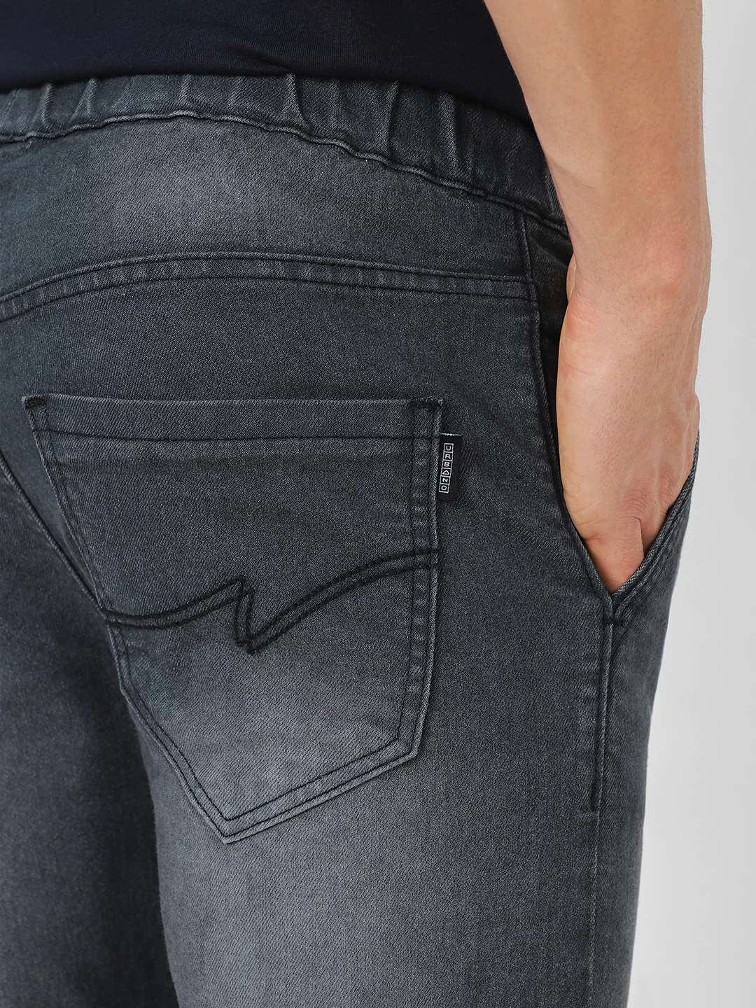 Men's Grey Slim Fit Stretchable Jogger Jeans - Image 7