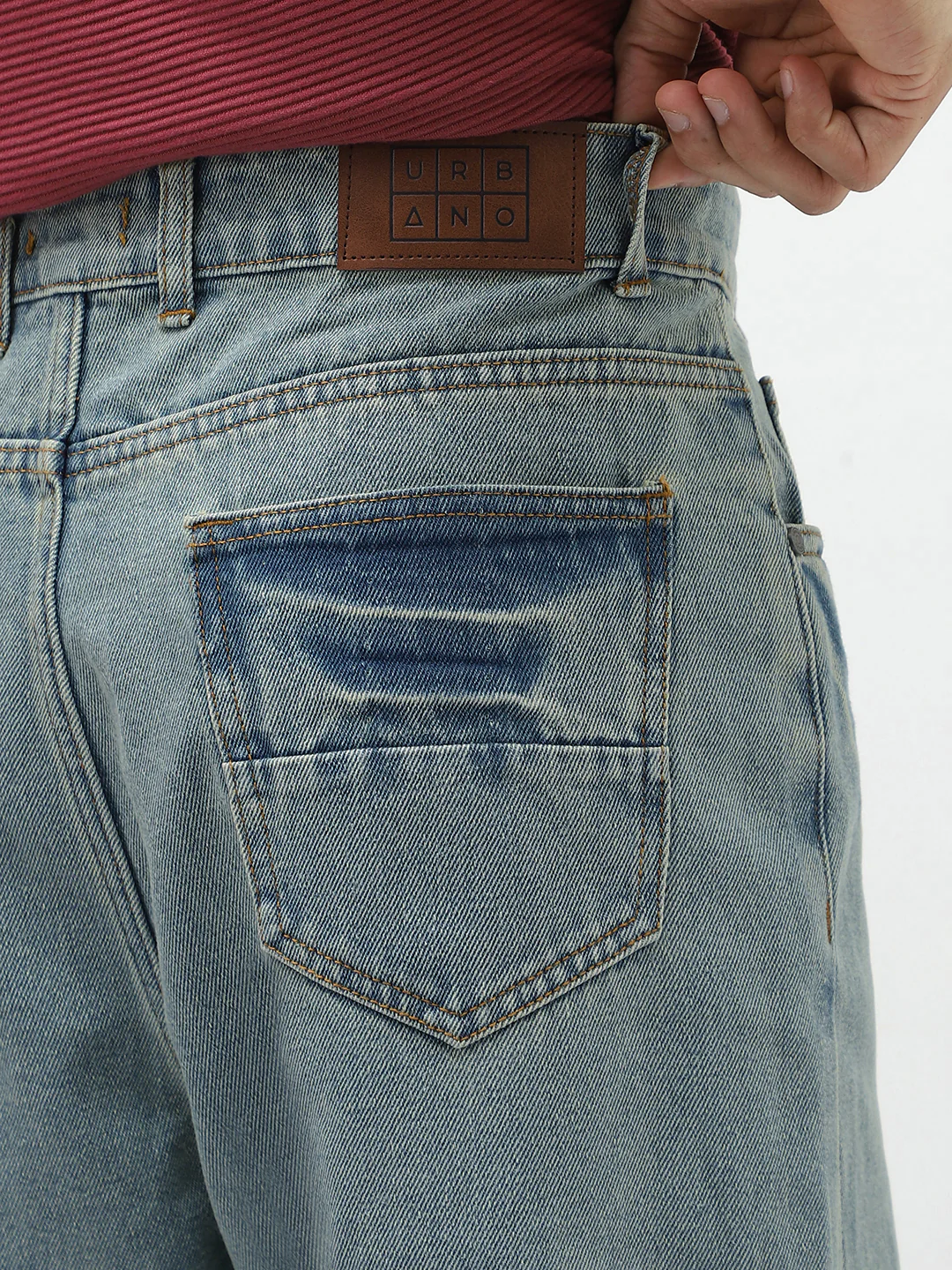 Men's Ice Blue Loose Baggy Fit Washed Jeans Non-Stretchable - Image 6
