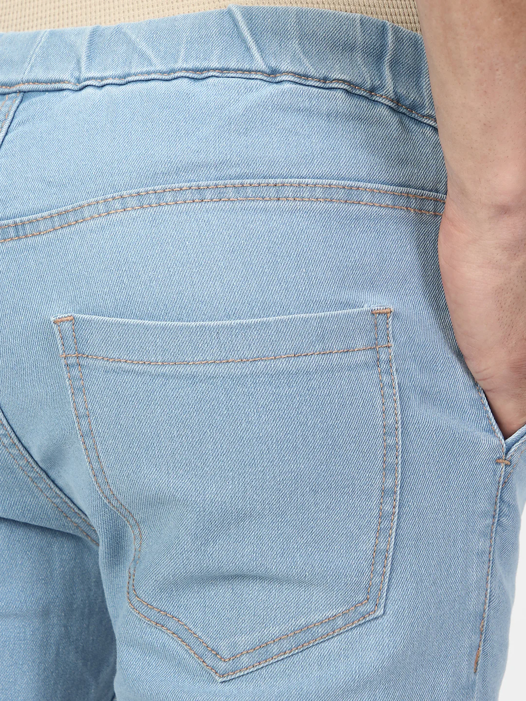 Men's Ice Blue Slim Fit Washed Jogger Jeans Stretch - Image 6