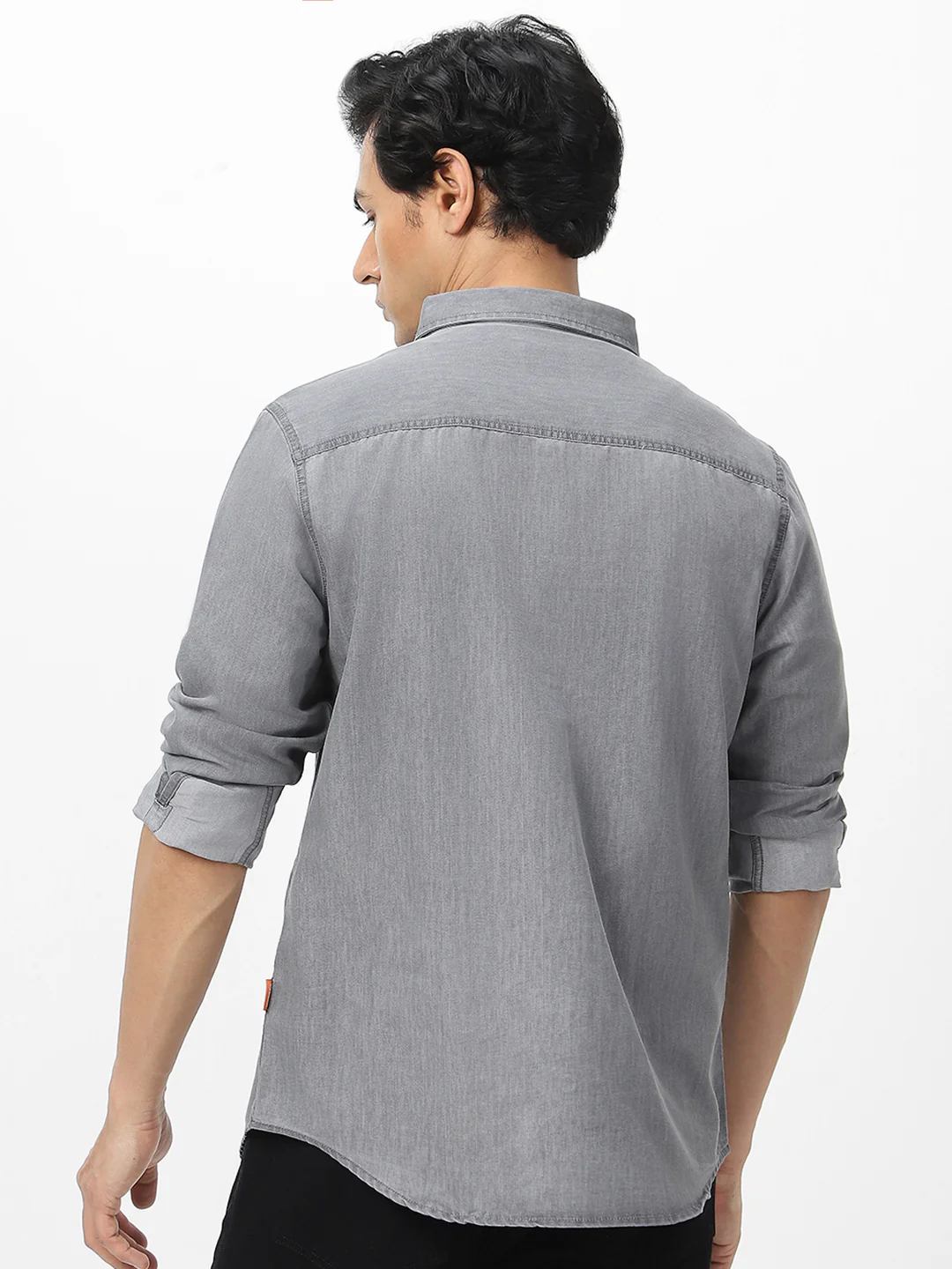 Men's Ice Grey Full Sleeve Regular Fit Casual Denim Shirt - Image 4