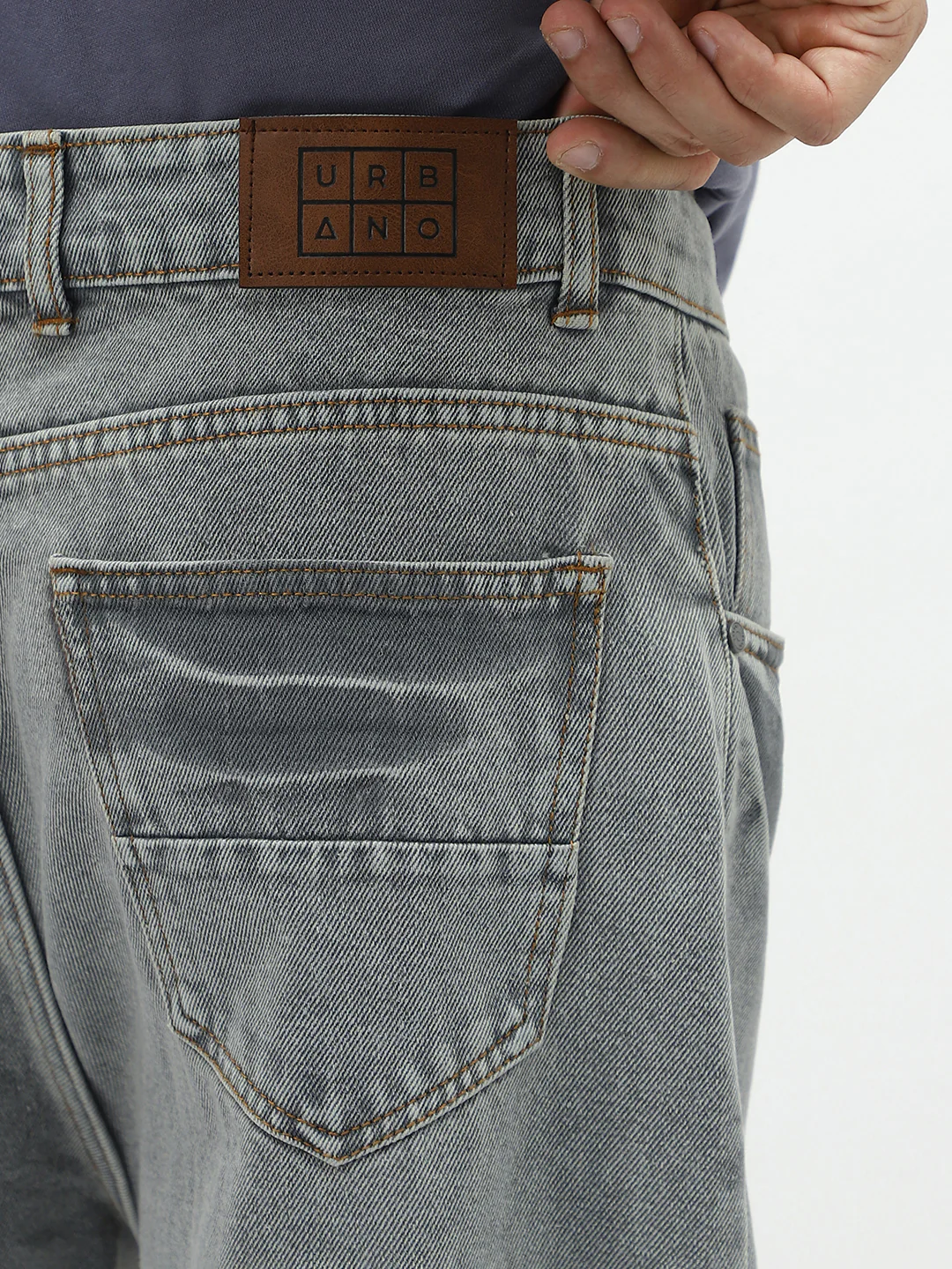 Men's Ice Grey Loose Baggy Fit Washed Jeans Non-Stretchable - Image 6