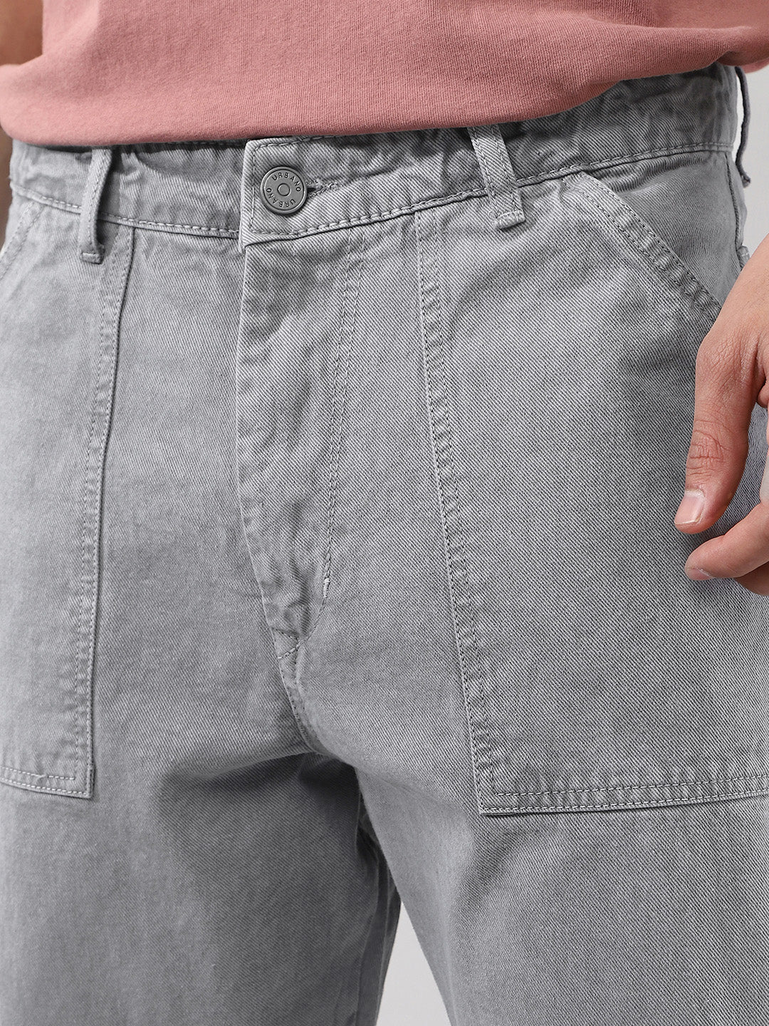 Men's Ice Grey Loose Fit Cargo Carpenter Jeans With 6 Pockets Non-Stretchable - Image 6
