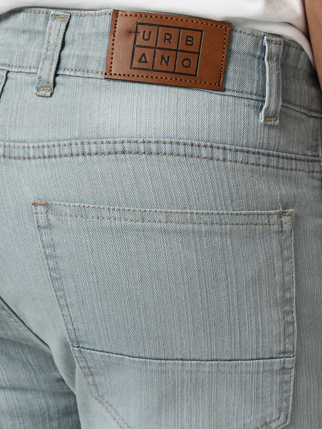 Men's Ice Grey Straight Fit Washed Denim Jeans Stretchable - Image 7