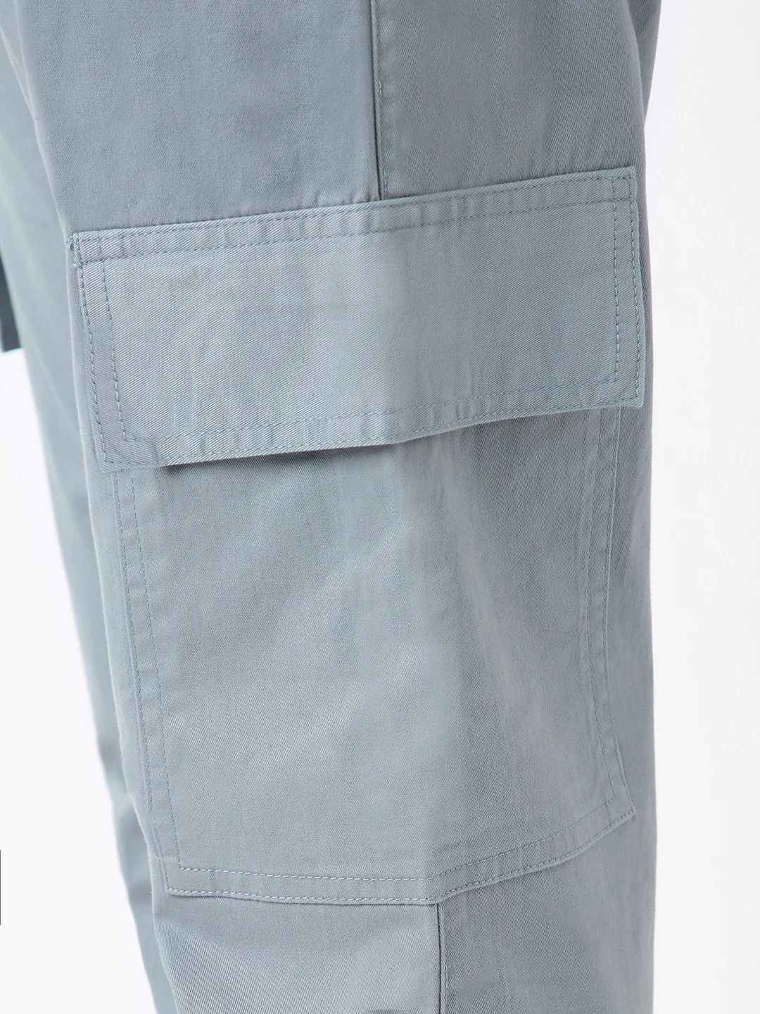 Men's Light Blue Regular Fit Solid Cargo Chino Pant with 6 Pockets Stretchable - Image 5