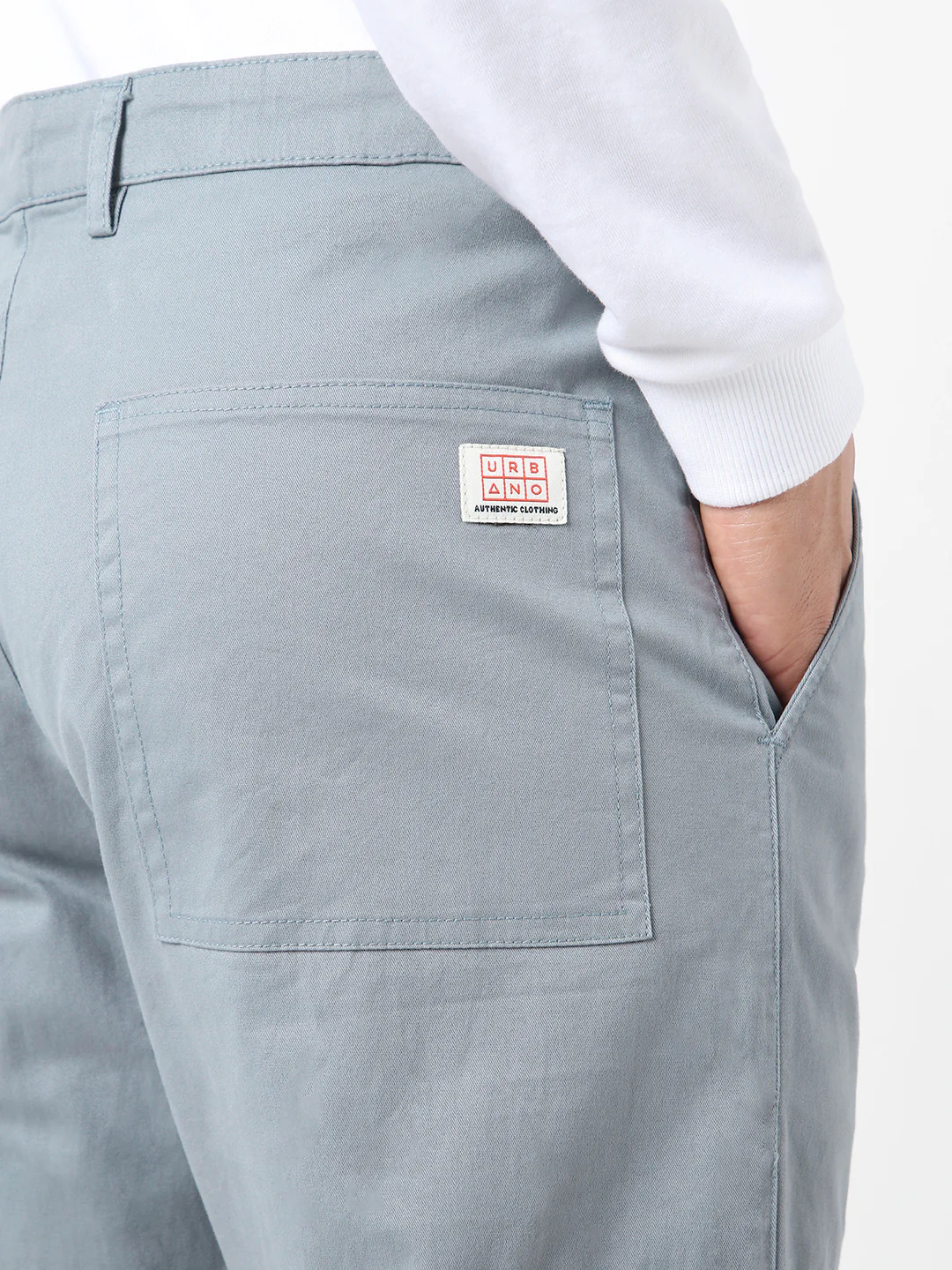 Men's Light Blue Regular Fit Solid Cargo Chino Pant with 6 Pockets Stretchable - Image 7