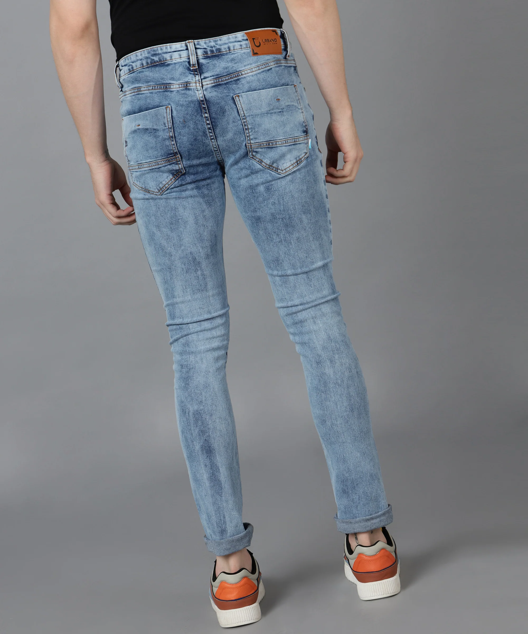 Men's Light Blue Skinny Fit Washed Jeans Stretchable - Image 3