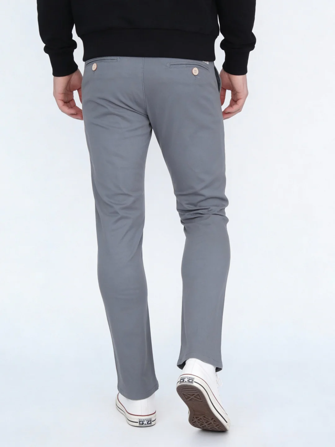 Men's Light Blue Straight Fit Mid Rise Cotton Casual Chinos Trousers Stretch - Image 3