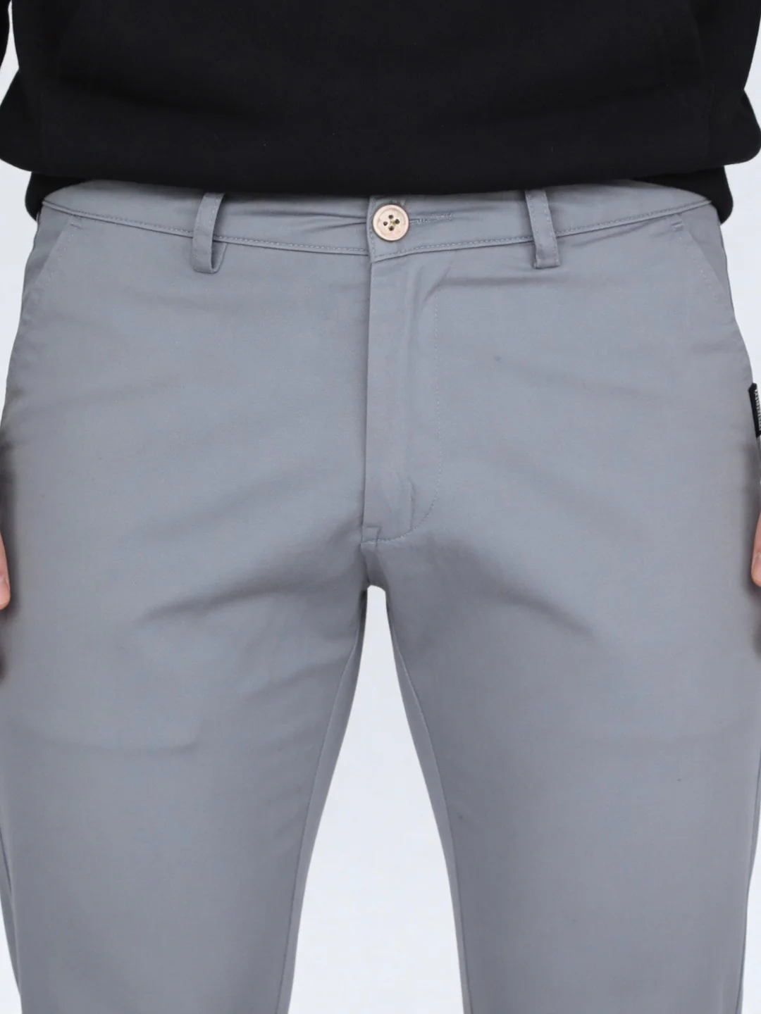 Men's Light Blue Straight Fit Mid Rise Cotton Casual Chinos Trousers Stretch - Image 5