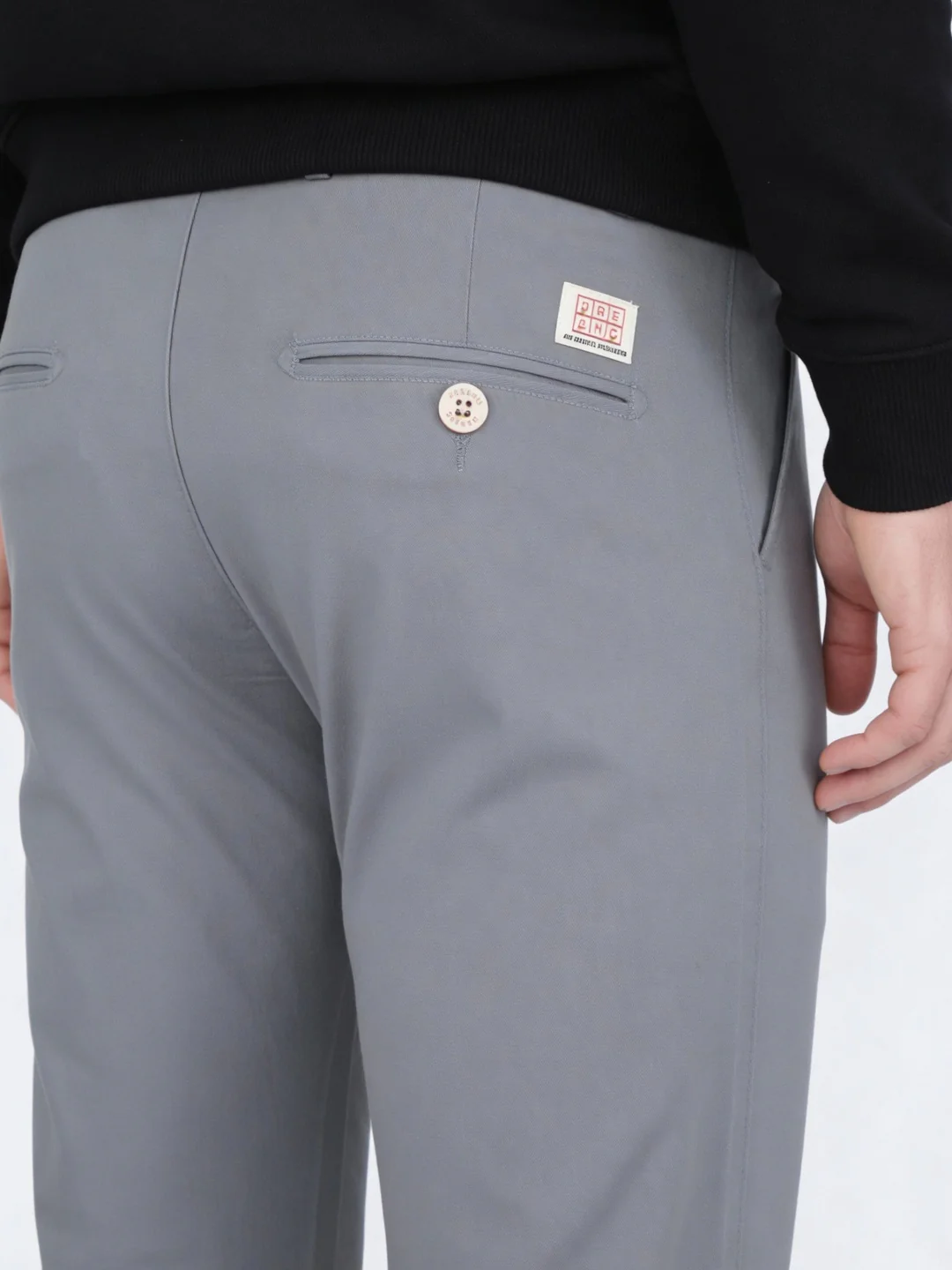 Men's Light Blue Straight Fit Mid Rise Cotton Casual Chinos Trousers Stretch - Image 6