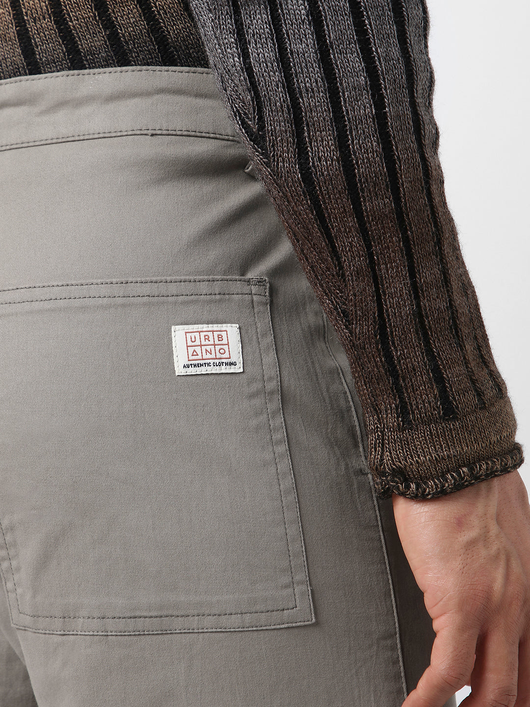 Men's Light Grey Regular Fit Solid Cargo Chino Pant with 6 Pockets Stretchable - Image 7