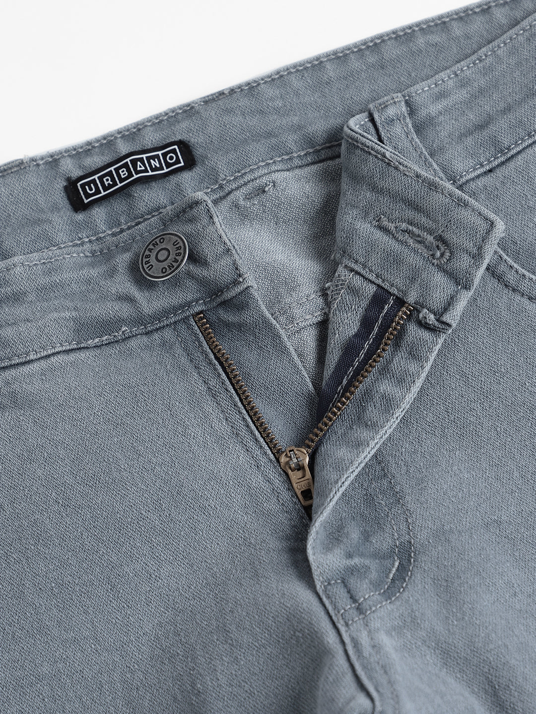 Men's Light Grey Slim Fit Stretch Jeans - Image 6