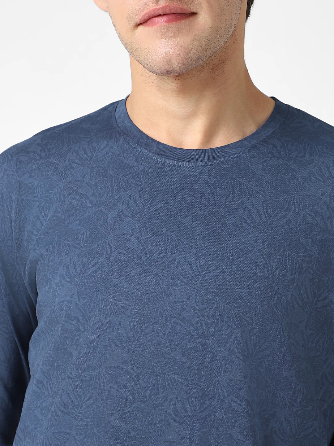 Men's Mood Indigo Printed Full Sleeve Slim Fit Cotton T-Shirt - Image 5