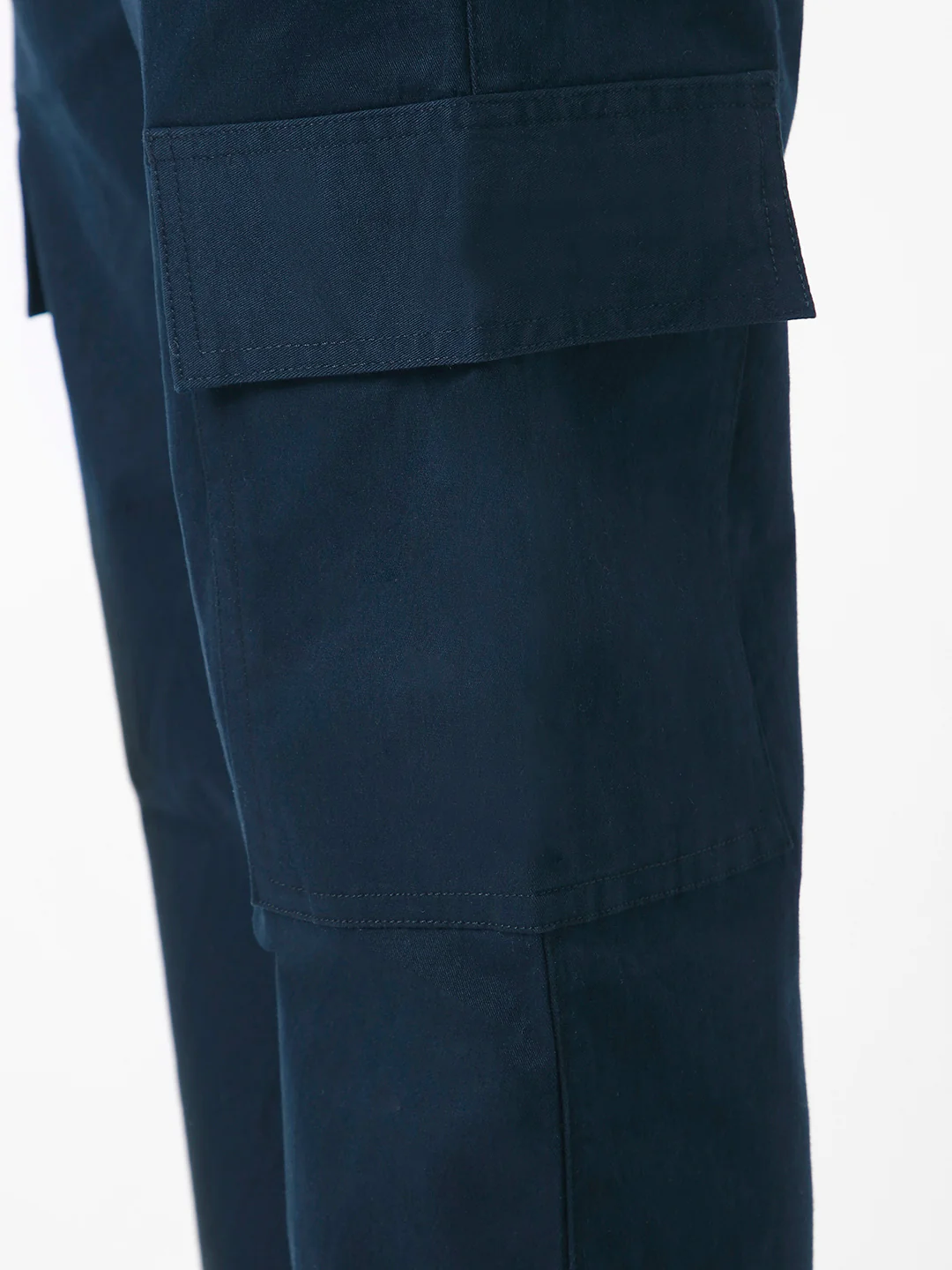 Men's Navy Regular Fit Solid Cargo Chino Pant with 6 Pockets Stretchable - Image 5