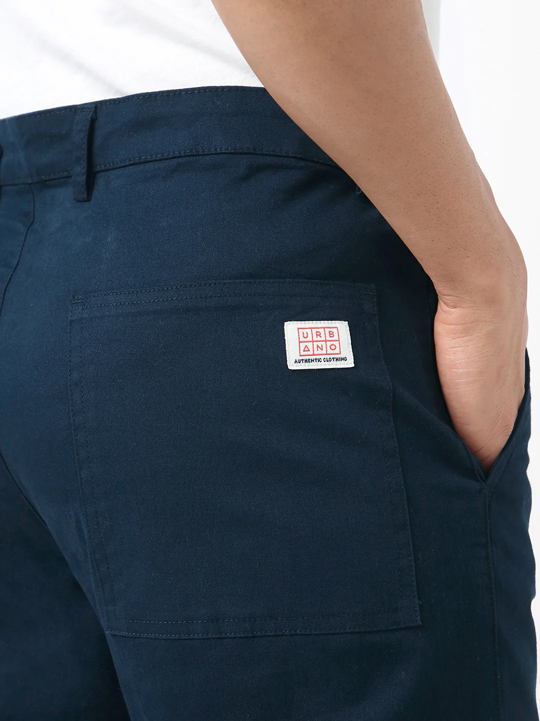 Men's Navy Regular Fit Solid Cargo Chino Pant with 6 Pockets Stretchable - Image 7