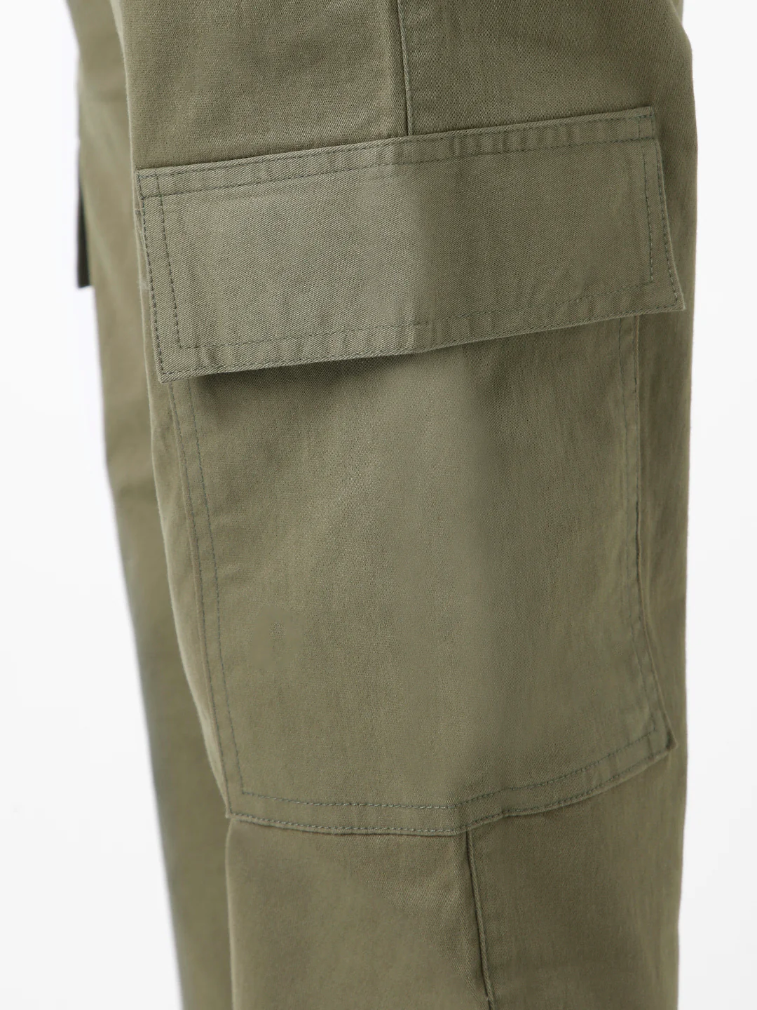 Men's Olive Regular Fit Solid Cargo Chino Pant with 6 Pockets Stretchable - Image 5