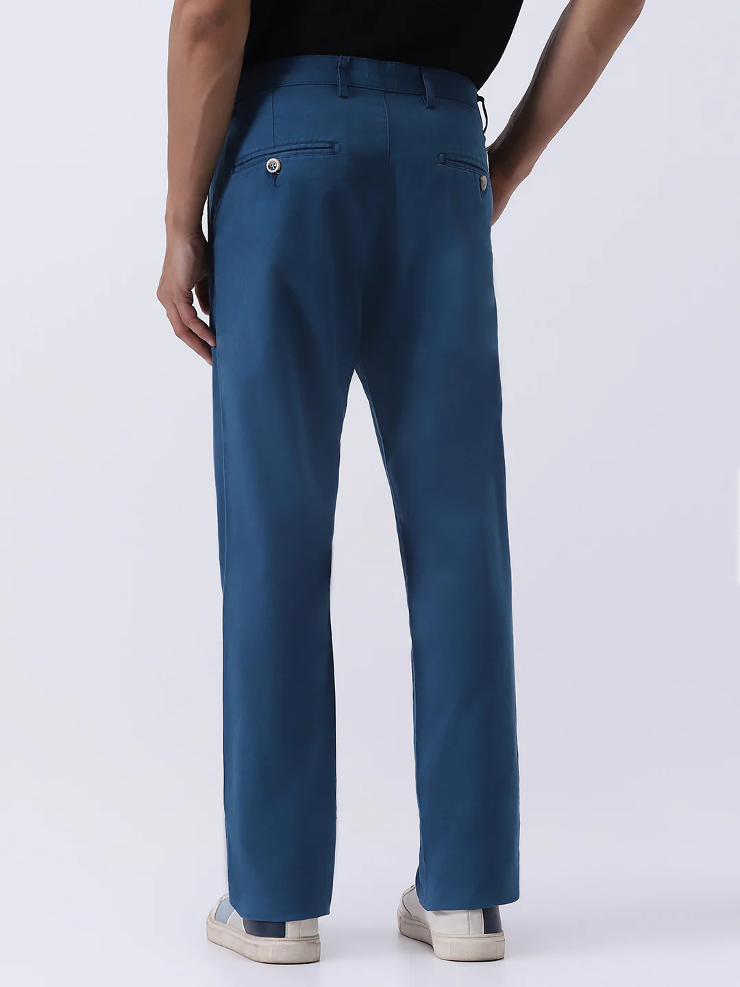 Men's Royal Blue Cotton Regular Fit Casual Chinos Trousers Stretch - Image 4