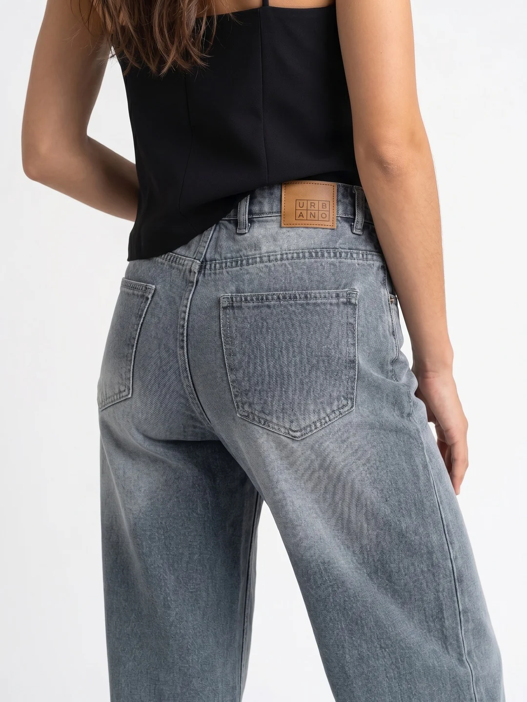 Women's Light Grey Mid Rise Wide-Leg Washed Jeans Non-Stretchable - Image 6
