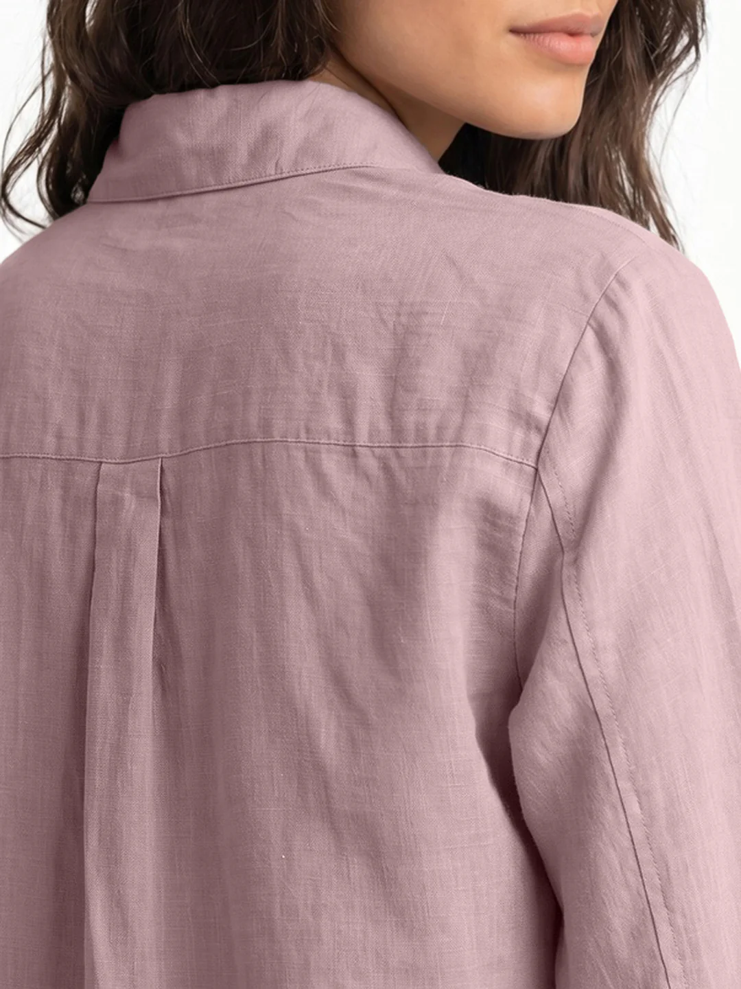Women's Lilac Lyocell Full Sleeve Relaxed Fit Concealed Placket Casual Solid Shirt with Regular Collar - Image 5