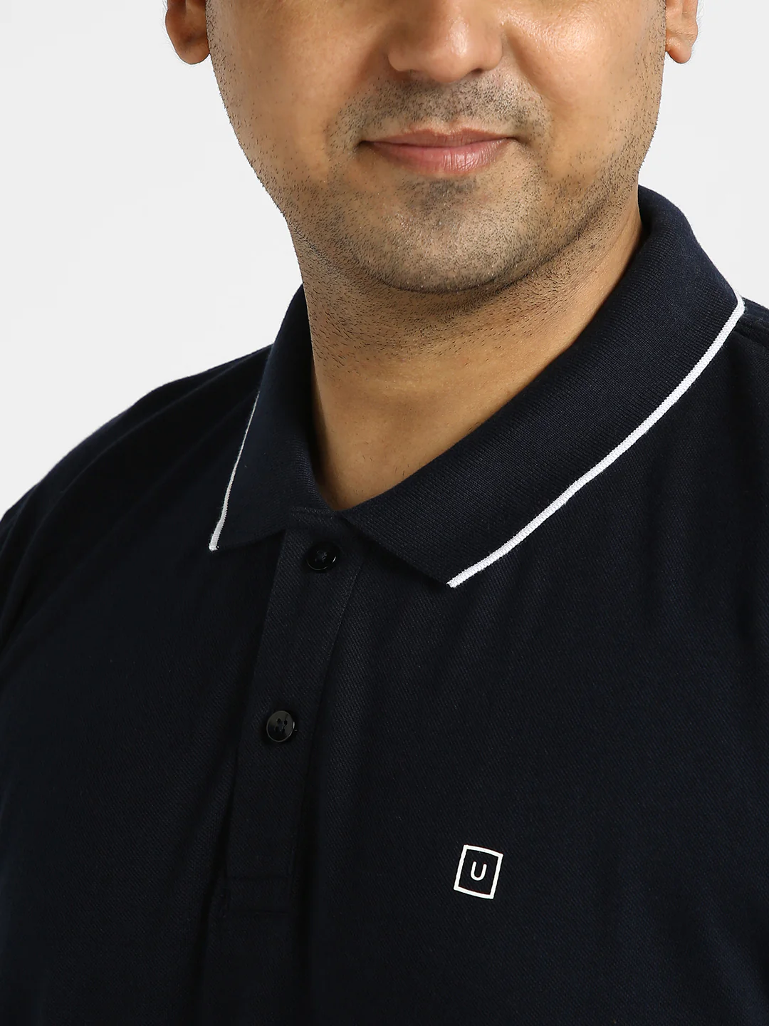 Plus Men's Blue Solid Regular Fit Half Sleeve Cotton Polo T-Shirt - Image 5