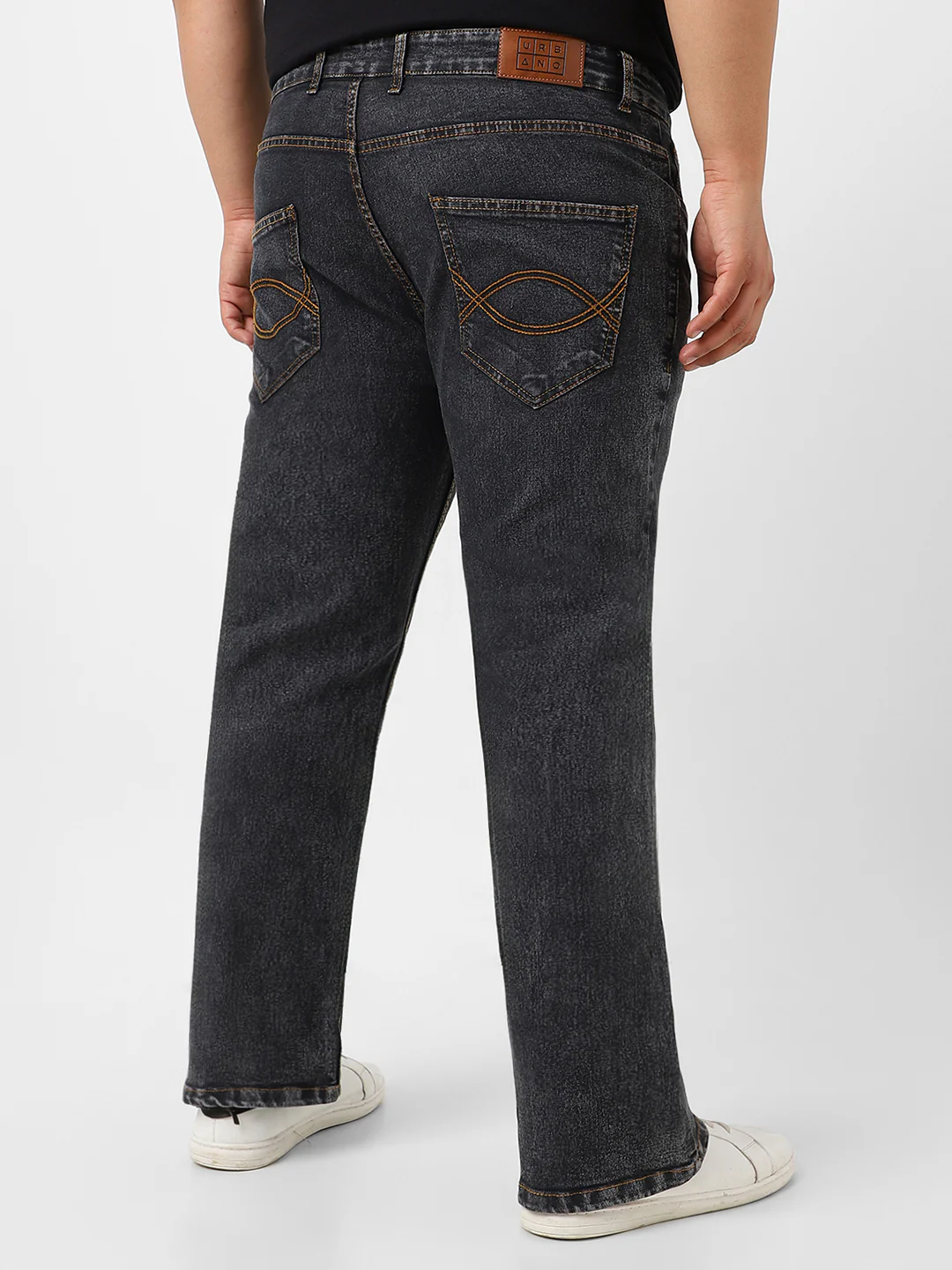 Plus Men's Dark Grey Washed Bootcut Jeans Stretchable - Image 4
