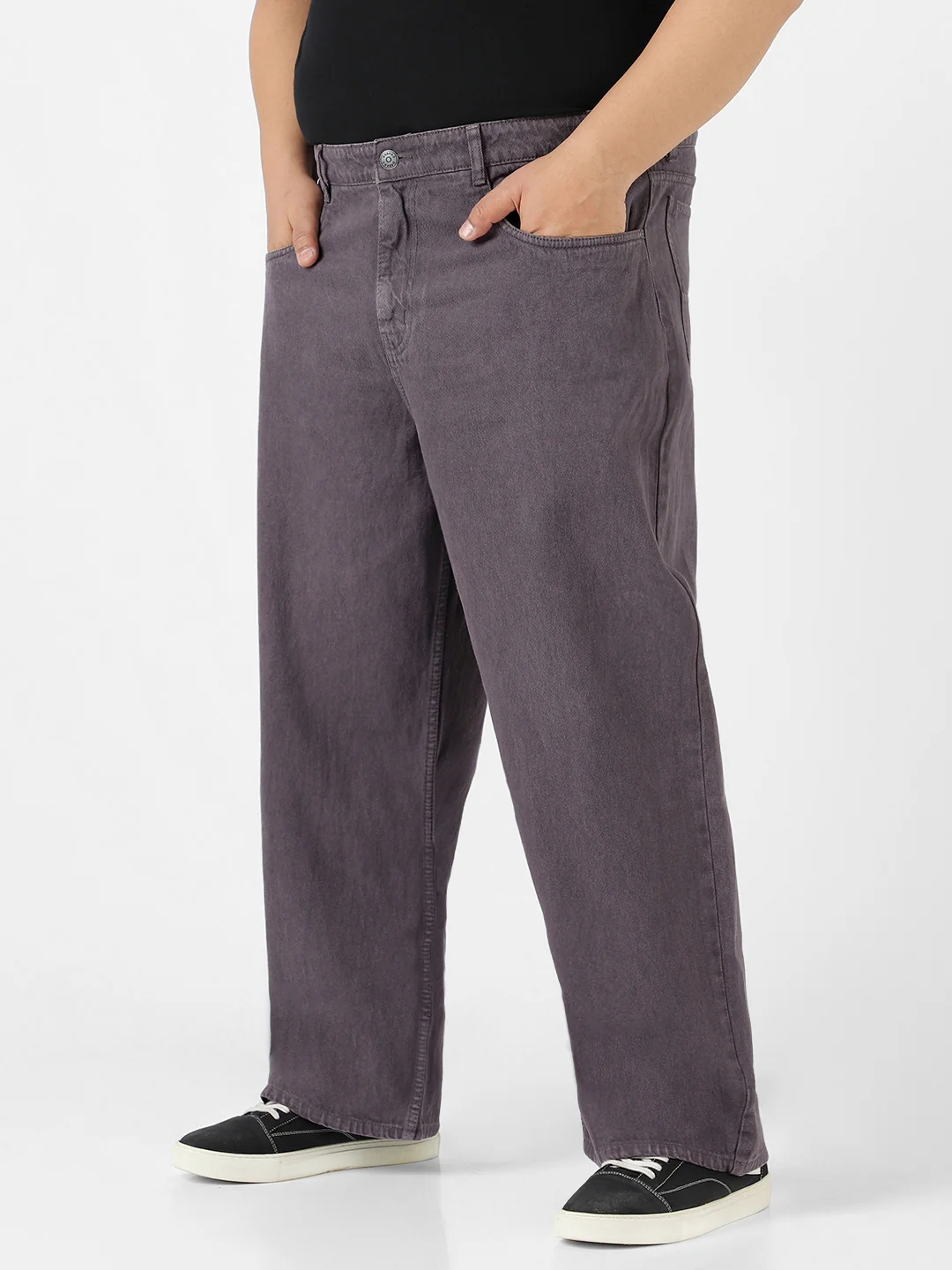 Plus Men's Purple Loose Fit Washed Jeans Non-Stretchable - Image 2