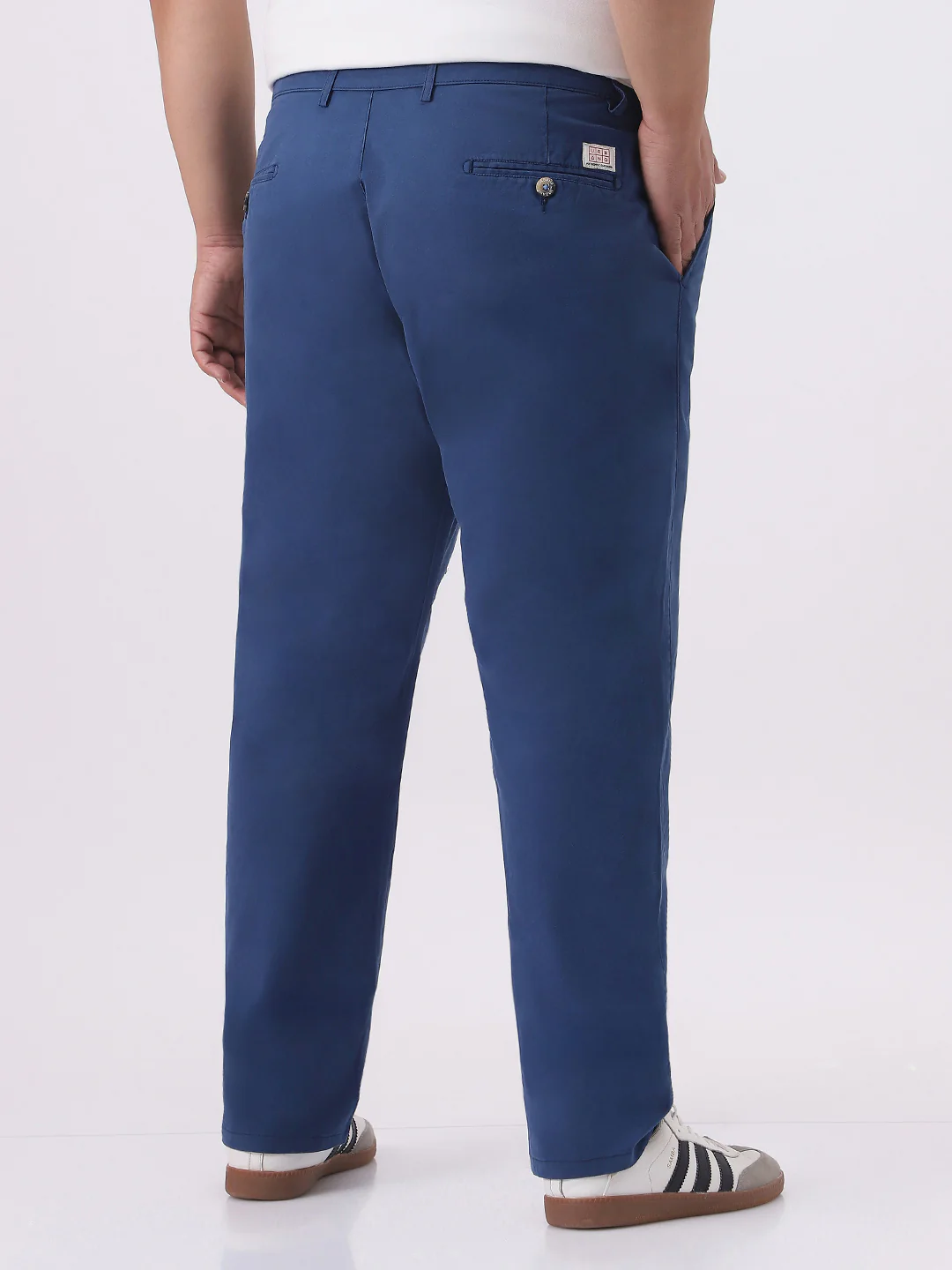 Plus Men's Royal Blue Cotton Regular Fit Casual Chinos Trousers Stretch - Image 4