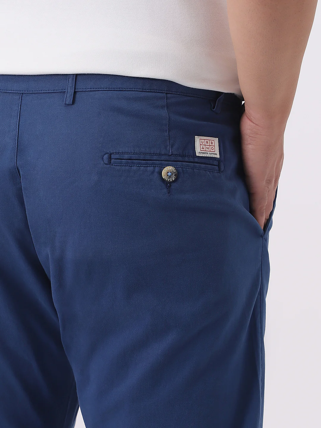 Plus Men's Royal Blue Cotton Regular Fit Casual Chinos Trousers Stretch - Image 7